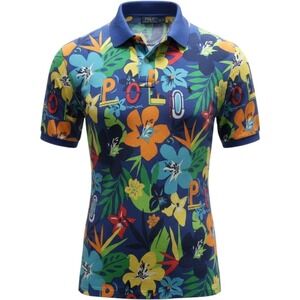 Polo Ralph Lauren Colorful Artsy Hawaiian Tropical Floral Polo Shirt Mens LT XL